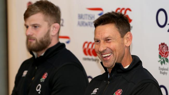 England’s attack coach Scott Wisemantel, right, is set to join Dave Rennie’s staff with the Wallabies Picture: AFP