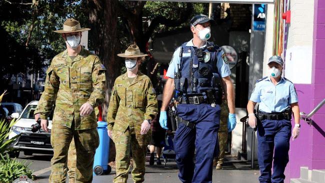 Defence Force personnel join police in Covid compliance tests across Sydney. Picture: NSW Police
