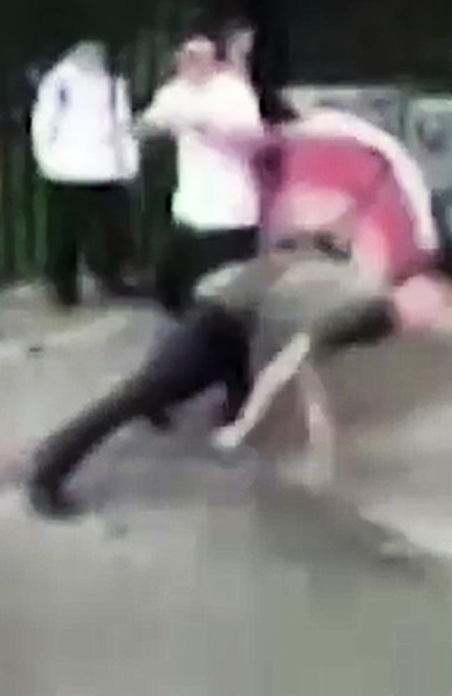 The boy mid-fall after being punched. Picture: Seven News