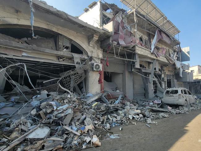 A picture shows the damage a day after an Israeli airstrike targeted the marketplace of the southern Lebanese city of Nabatiyeh on October 13, 2024. Israeli warplanes hit a marketplace in the southern city of Nabatiyeh on October 12, and then a 100-year-old mosque in a village near the border on Sunday, according to Lebanon's official National News Agency. Picture: Abbas Fakih/AFP