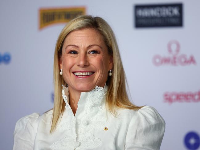 MELBOURNE, AUSTRALIA - OCTOBER 02: 2026 Winter Olympic Games Chef de Mission Alisa Camplin-Warner speaks to media during the AOC announcement of the Milano Cortina 2026 Chef de Mission Announcement on October 02, 2024 in Melbourne, Australia. (Photo by Morgan Hancock/Getty Images for the AOC)