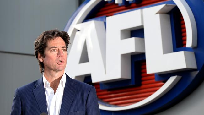 AFL Chief Executive Gillon McLachlan speaks during a difficult 2020 season. Picture: NCA NewsWire