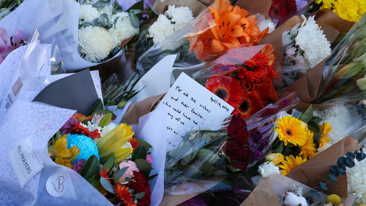 Floral tributes are laid at Bondi Junction after the massacre. Picture: NCA Newswire / Gaye Gerard