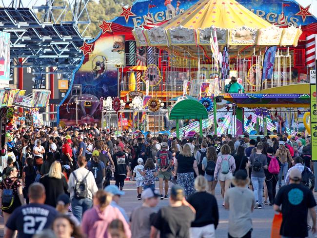 Crowds arrive early on the opening day of the Sydney Royal Easter Show after Covid-19 pandemic cancelled last years event. Picture: Toby Zerna