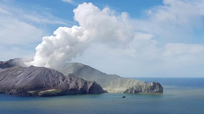 Volcanic activity on White Island. Picture: AAP Image/Supplied, Auckland Rescue Helicopter