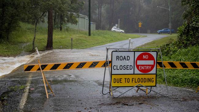 Bonogin Rd closed at Bonogin. Picture: Jerad Williams