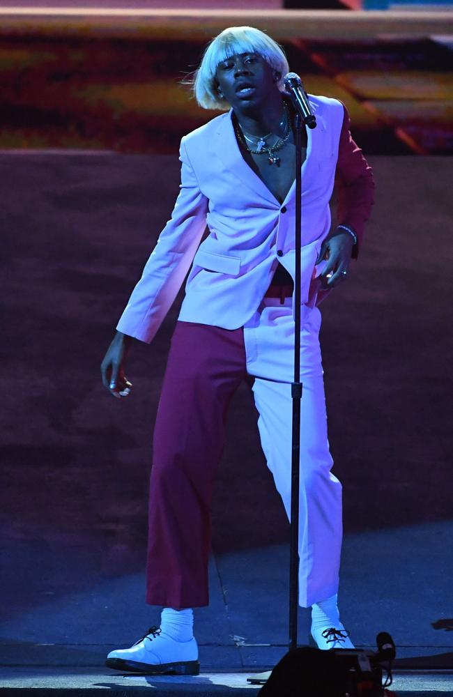 Tyler, the Creator, performed New Magic Wand at the Grammys. Picture: Getty Images