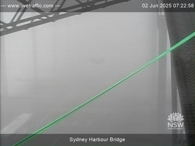 Visibility was very low across the harbour bridge in the morning. Picture: Live Traffic