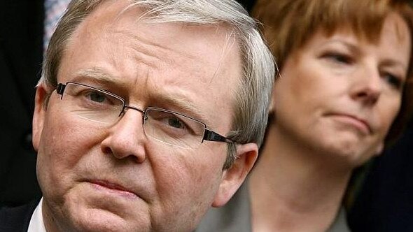 Former Labor Prime Ministers Kevin Rudd and Julia Gillard.