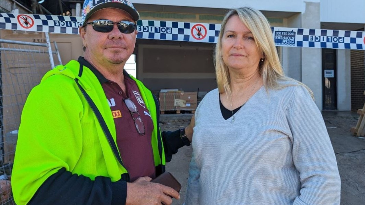 Barry and Wendy James outside the home they were preparing to move in to. Picture: Kate Stephenson