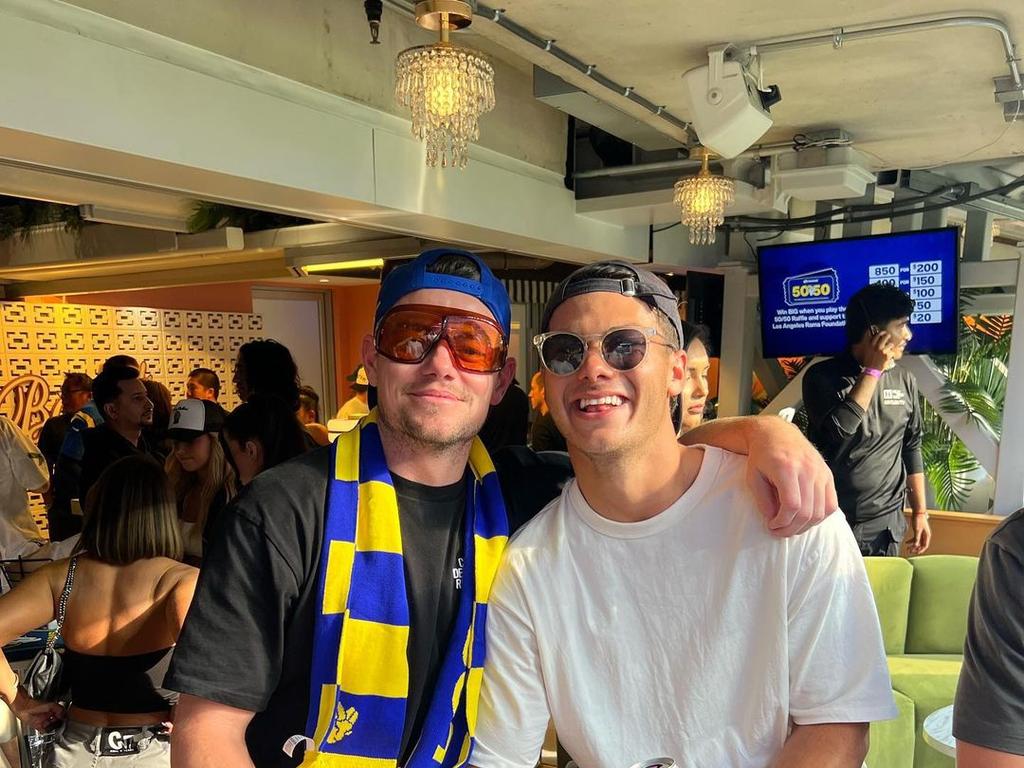 Brisbane Lions players on their end-of-season trip to the USA in late 2023., Lachie Neale and Cameron Rayner Picture Instagram @lachieneale,