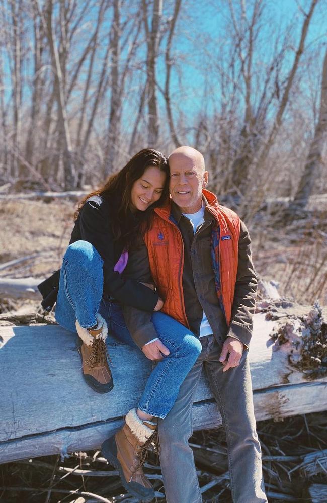 Willis and wife Emma Heming, who is now his carer.