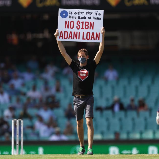 SCG security seemed in no hurry to deal with the protesters. Picture: Brett Costello