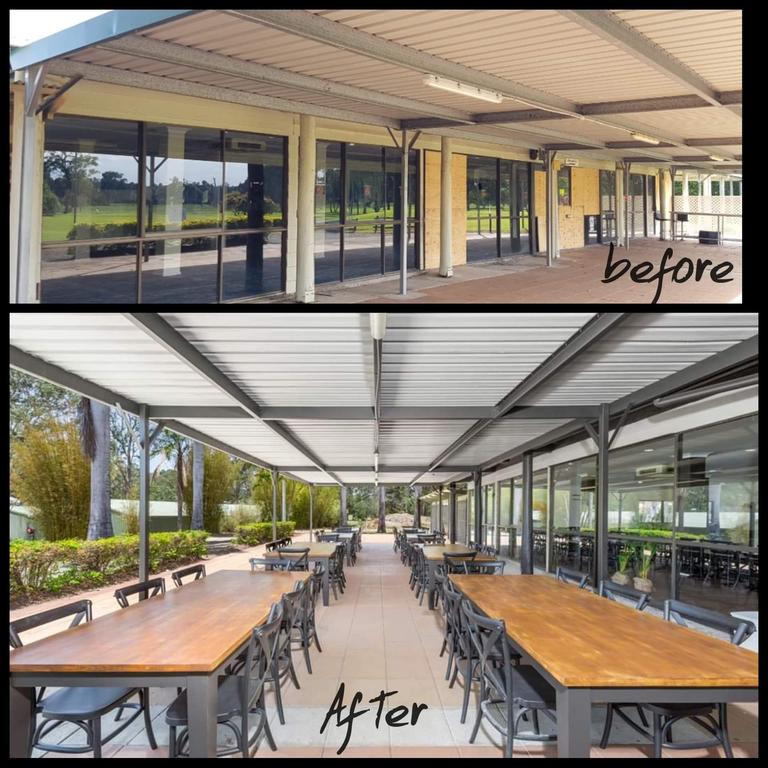 The revamped exterior dining area at Helensvale Golf Club.