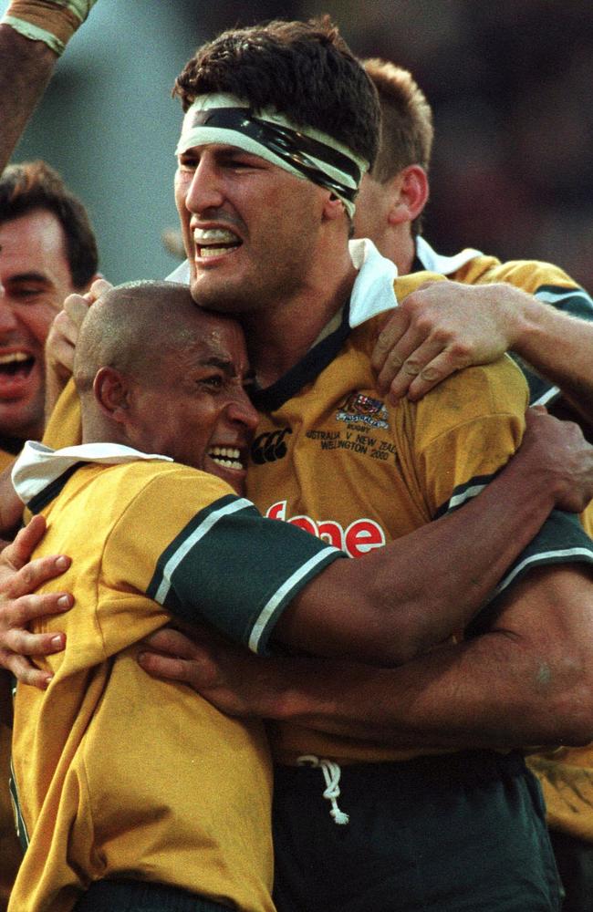 Former Wallabies captain John Eales was so good he’s getting a statue outside Suncorp Stadium. Picture: AP Photo/Phil Walter