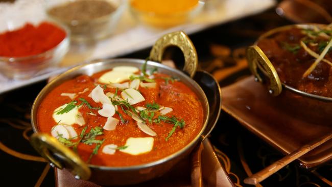 Butter chicken, rogan josh and spices.