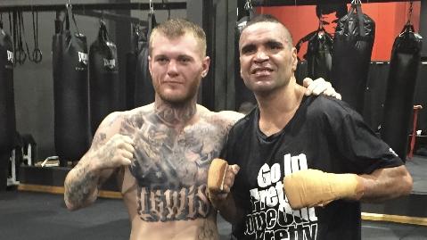 Anthony Mundine with Australian champion Daniel Lewis.