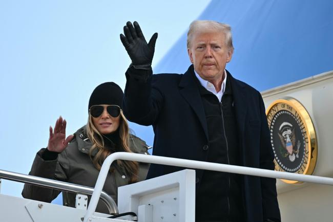 US President Donald Trump and First Lady Melania Trump board Air Force One at Joint Base Andrews in Maryland to travel to North Carolina