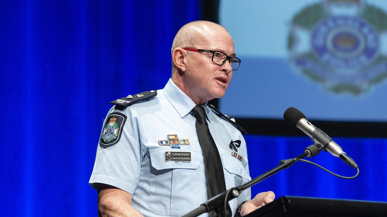 QPS Superintendent Douglas McDonald addresses the Toowoomba Community Safety Forum at Empire Theatres. Picture: Kevin Farmer