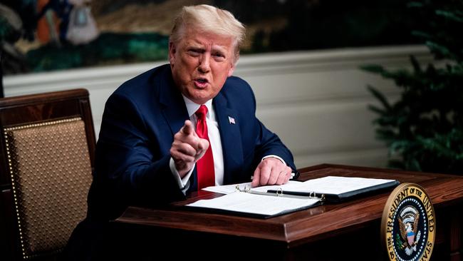 President Donald Trump speaks in the Diplomatic Room of the White House on Thanksgiving on November 26, 2020 in Washington, DC. Picture: Erin Schaff/Getty Images