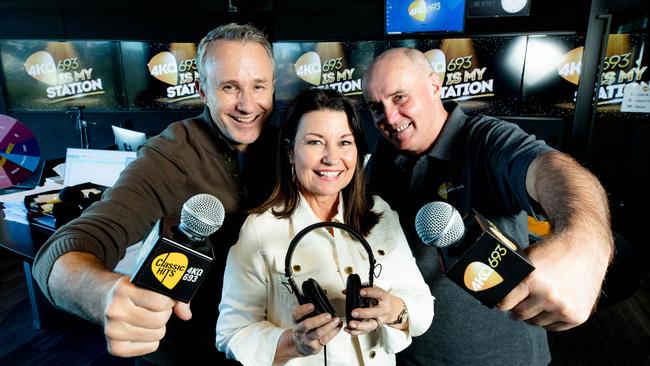 Formerly of 4KQ, the 4BC Breakfast Team (left to right) Mark Hine, Laurel Edwards and Gary Clare have been shown the door. Picture: Richard Walker