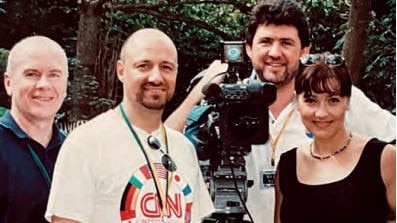 Melody: “Tony Morabito (second from left) was my producer for A Dance with a Dolphin, a documentary about Jock that aired across Australia. Here, we’re joined by other members of Adelaide’s Channel 10 documentary team.” Photo: Melody Horrill