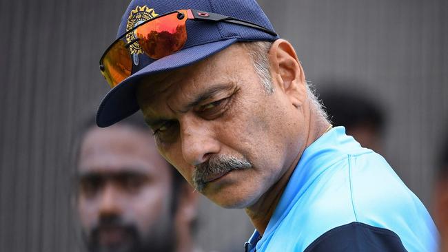 Indian coach Ravi Shastri at training in Melbourne on Saturday. Picture: William WEST / AFP)