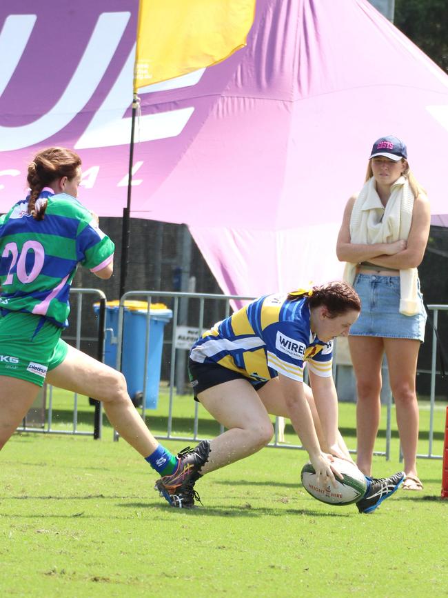 Easts scoring against GPS in StoreLocal Premier Women action. Saturday April 6, 2024.