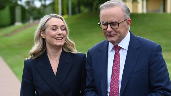 Prime Minister Anthony Albanese and partner Jodie Haydon announced their engagement the day after Valentine’s day. Picture: NewsWire/ Martin Ollman