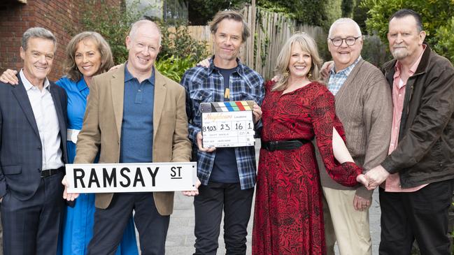 Guy Pearce reunites with other former cast members on Neighbours.