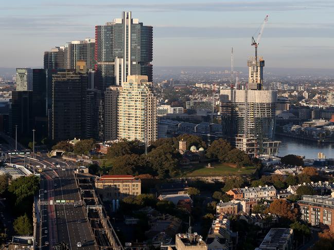 Construction of James Packer's Crown Casino at Barangaroo is well underway. Picture: Toby Zerna