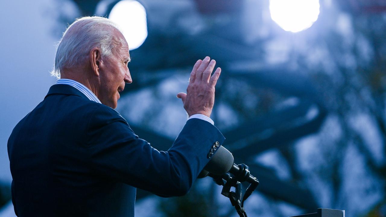 Democratic presidential nominee and former vice president Joe Biden speaks in Erie, Pennsylvania on October 10, 2020. Picture: Roberto Schmidt/AFP