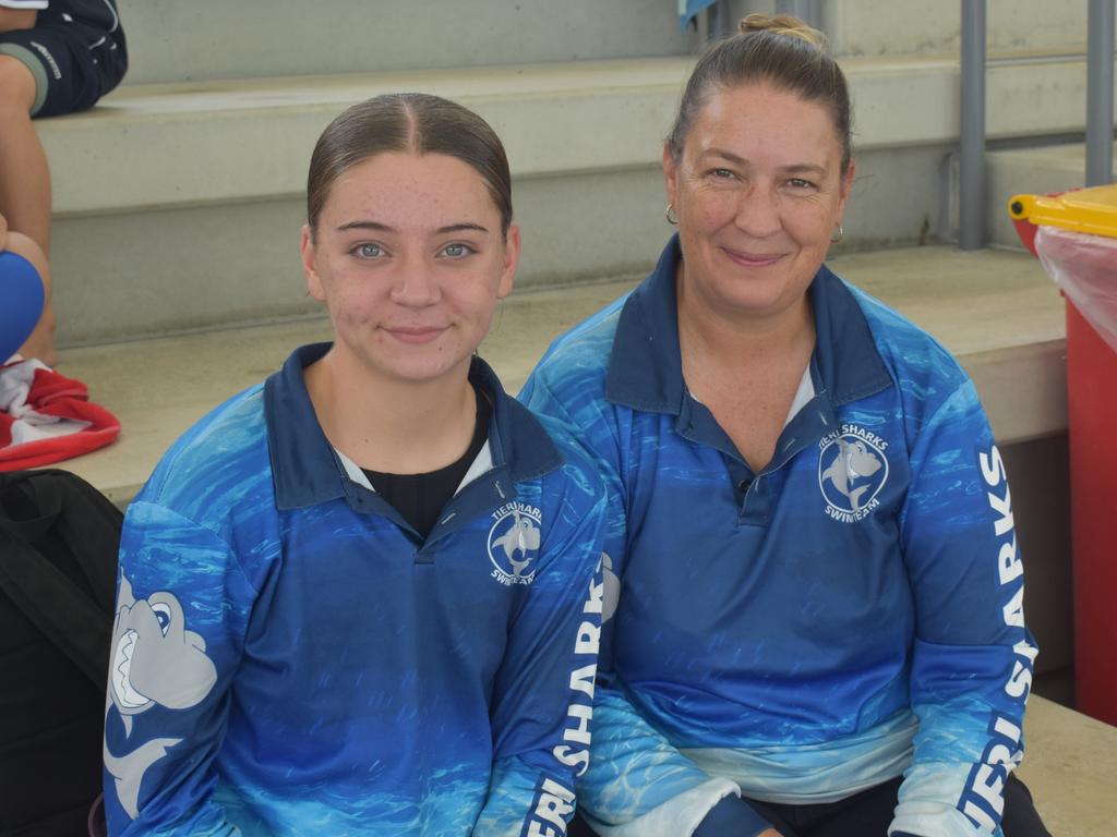 Mackenzie and Rebecca Lines from the Tieri Sharks at the Central Queensland Swimming Championships at the 2nd World War Memorial Aquatic Centre, Rockhampton, on March 1, 2025.
