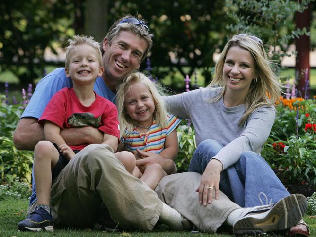 Glenn McGrath and his late wife Jane with children Holly and James in 2005. Picture: Phil Hillyard