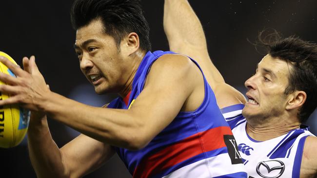 Lin Jong played 65 games for the Western Bulldogs between 2012 and 2021. Picture: Michael Klein