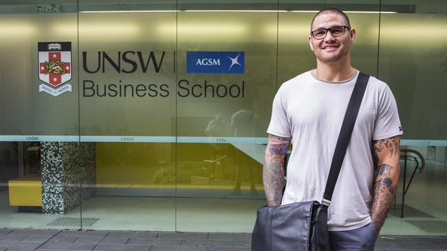 Russell Packer in front of the Business School at UNSW in Sydney. Pic Jenny Evans