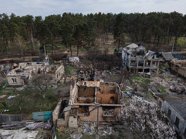 Destroyed houses in Horenka, near Kyiv. Picture: Alexey Furman/Getty Images