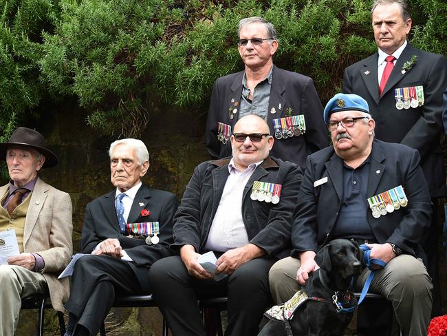 Warrandyte RSL pushed ahead with its Anzac Day service and parade despite the sub-branch's monument being vandalised the previous day. The president thanked all those in the community that came forward to help and support the clean up and repairs to the the monument. Picture: Steve Tanner