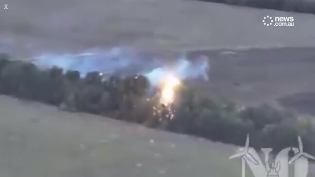 Ukraine drone engages thermite 'flamethrower'