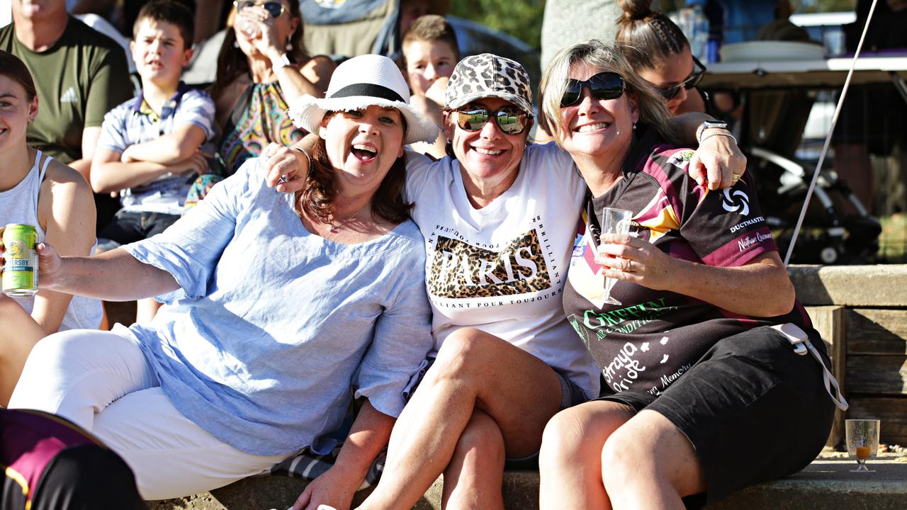 (LR) Jenny Holliday, Danielle Watson and Tracey Marshall at the Hills Bulls vs Guildford Owls in the Gremmo Memorial Shield at Crestwood Oval on the 7th of April 2019. Photographer: Adam Yip