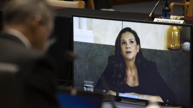 Mel Silva from Google during the Senate inquiry into the news media bargaining code where Google, Facebook and News Corp gave evidence at Parliament House in Canberra. Picture: NCA NewsWire / Gary Ramage