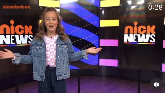 Ava Hewitt, the daughter of Lleyton and Bec Hewitt, is a presenter on the Nick News show on Nickelodeon. Picture: Supplied/Instagram