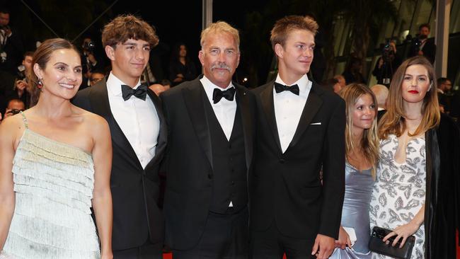 Left to right: Annie, 40, Cayden, 17, Kevin Costner, Hayes, 15, Grace, 13, and Lily 37. Picture: Pascal Le Segretain/Getty Images