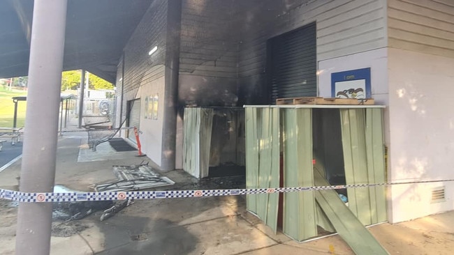 Damaged sheds after a suspicious fire at Labrador State School on Sunday. Picture: Sam O'Connor MP / Facebook