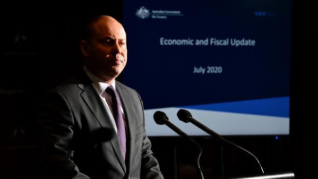 Treasurer Josh Frydenberg hands down the budget update in Canberra. Picture: Sam Mooy/Getty Images.