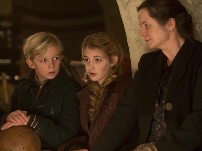 Nico Liersch, Sophie Nelisse and Emily Watson in a scene from film The Book Thief.