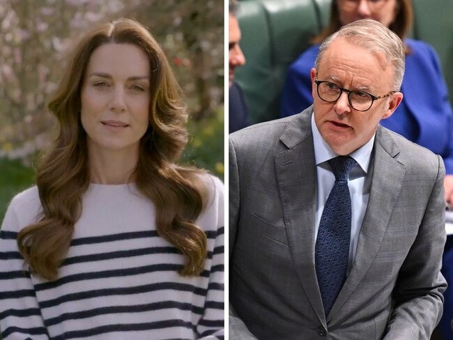 Prime Minister Anthony Albanese has shared a message of support to Kate Middleton