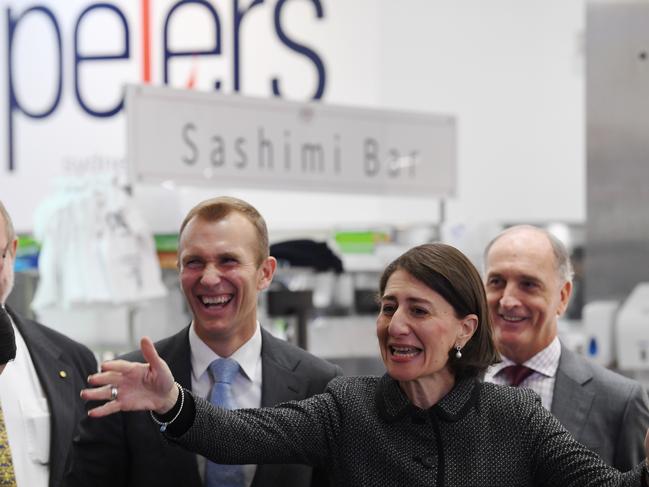 Premier Gladys Berejiklian and Planning Minister Rob Stokes at Thursday’s announcement. Picture: AAP Image/Dean Lewins