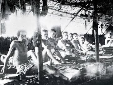 Australian prisoners of war in a Japanese prisioner of war camp during World War II. Picture: Topham Picturepoint