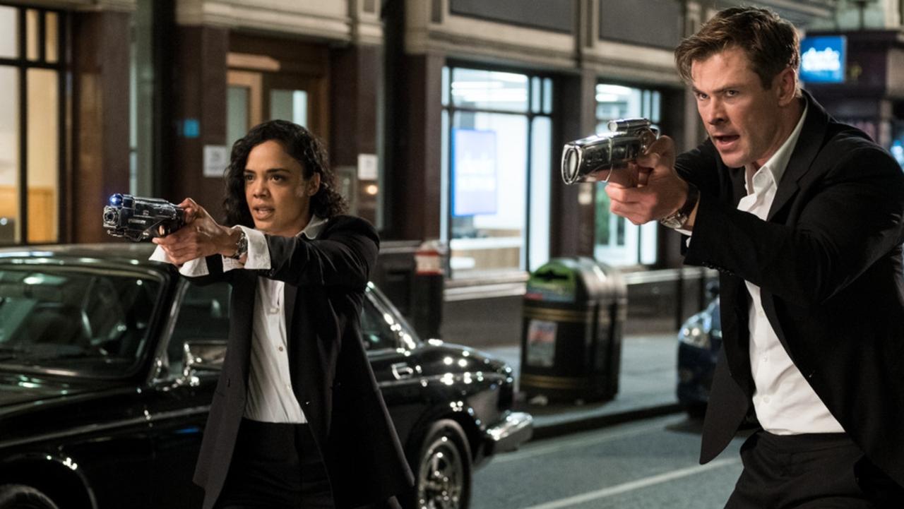 Tessa Thompson and Hemsworth in the new Men In Black movie. Picture: Sony Pictures